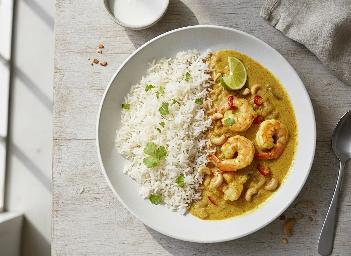 Caril de Camarão com Arroz Basmati photo