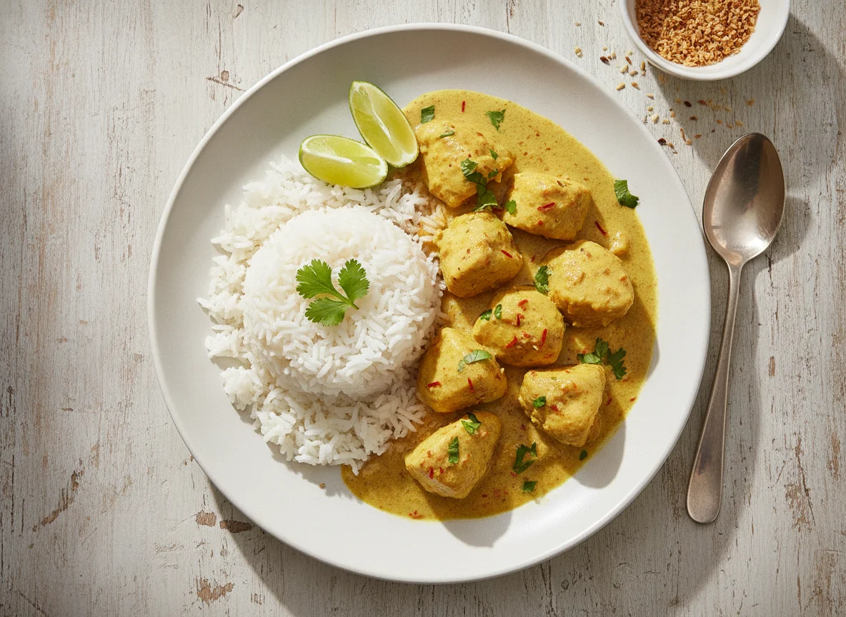 Caril de Frango com Arroz Branco photo