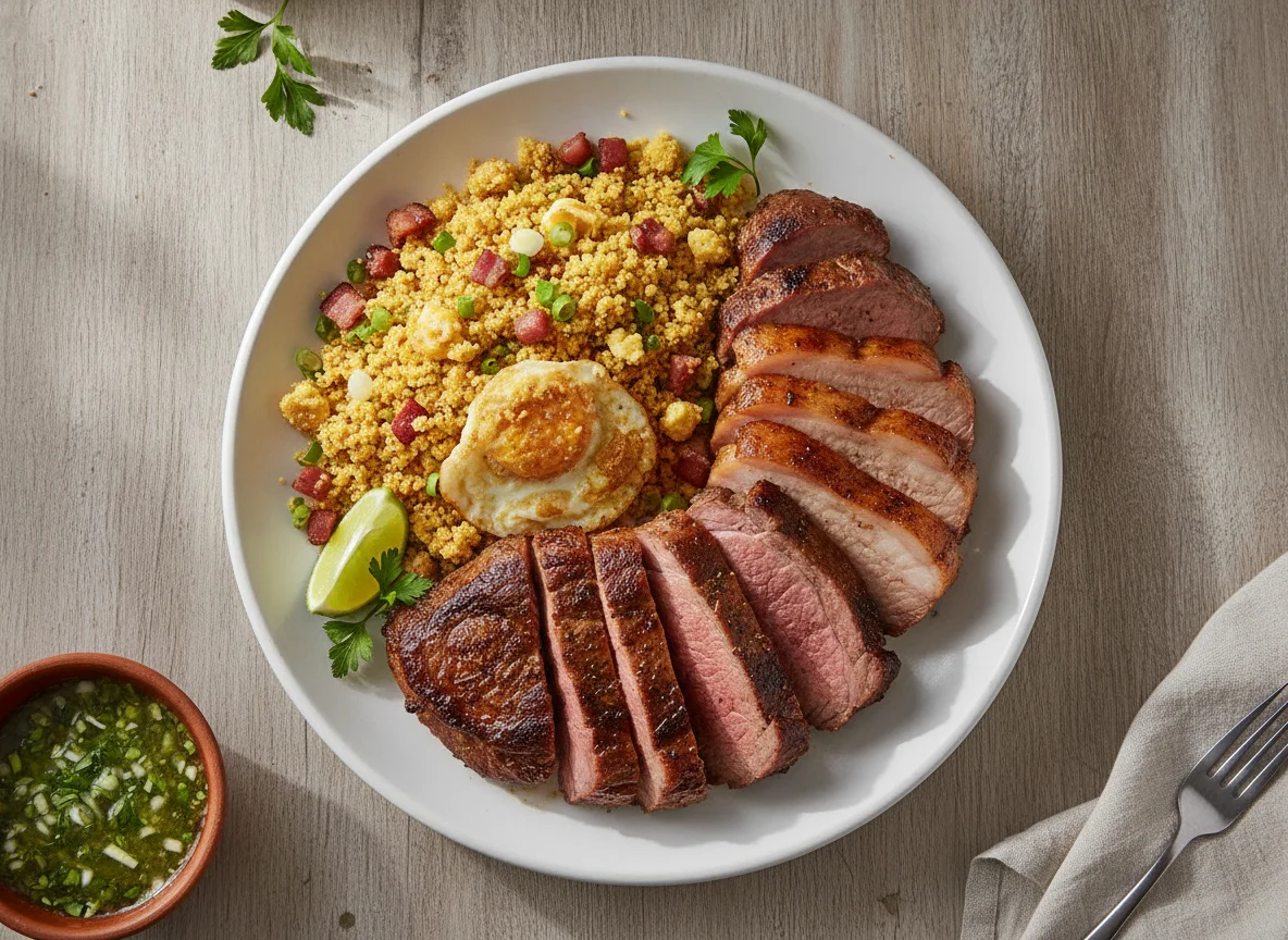 Carne assada com farofa photo