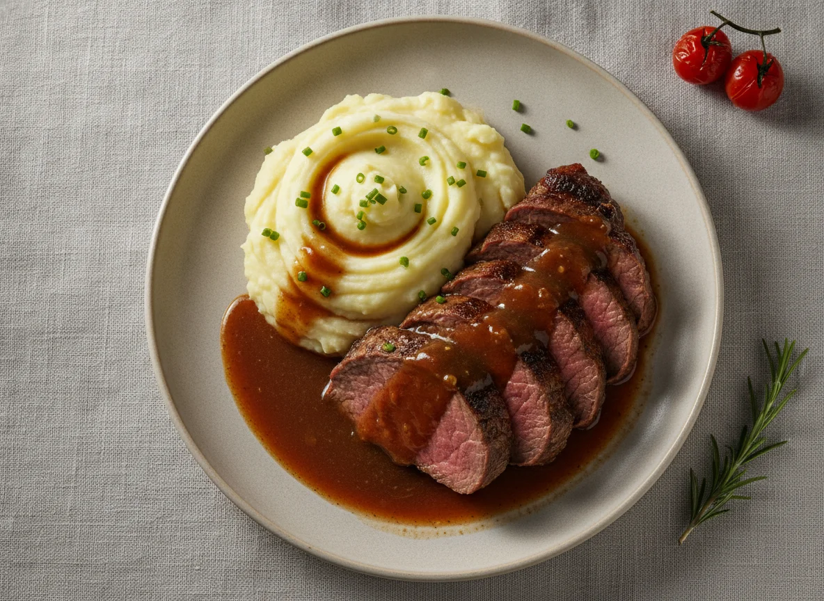 Carne Assada com Purê de Batata photo