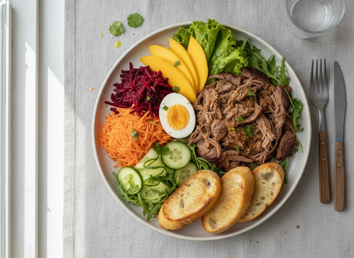 Carne Assada com Salada e Ovo Cozido photo