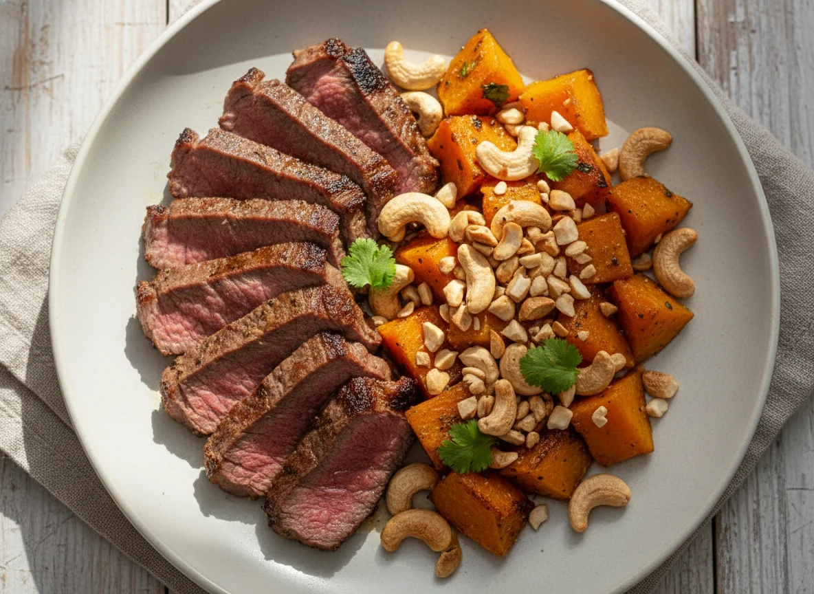Carne com abóbora e castanhas photo