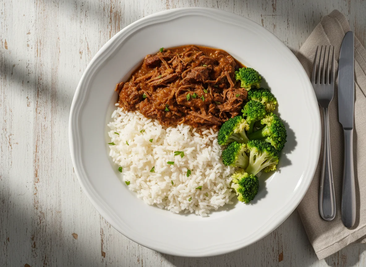 Carne com Arroz e Brócolis photo