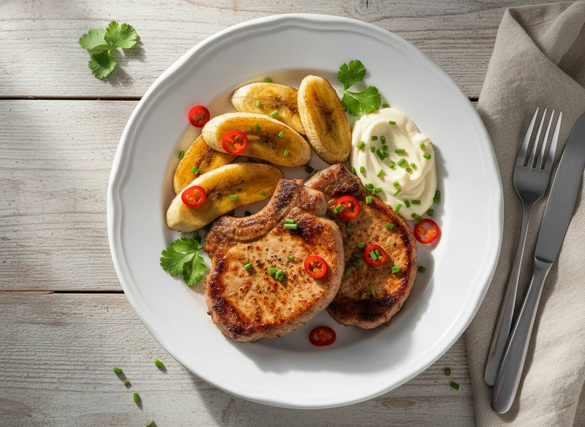 Carne com banana e maionese photo