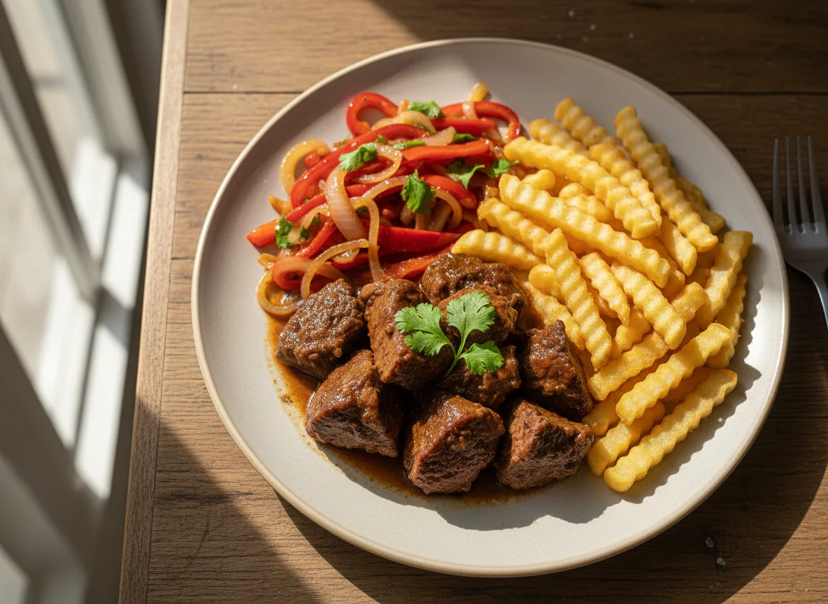 Carne com Batata Frita e Legumes photo