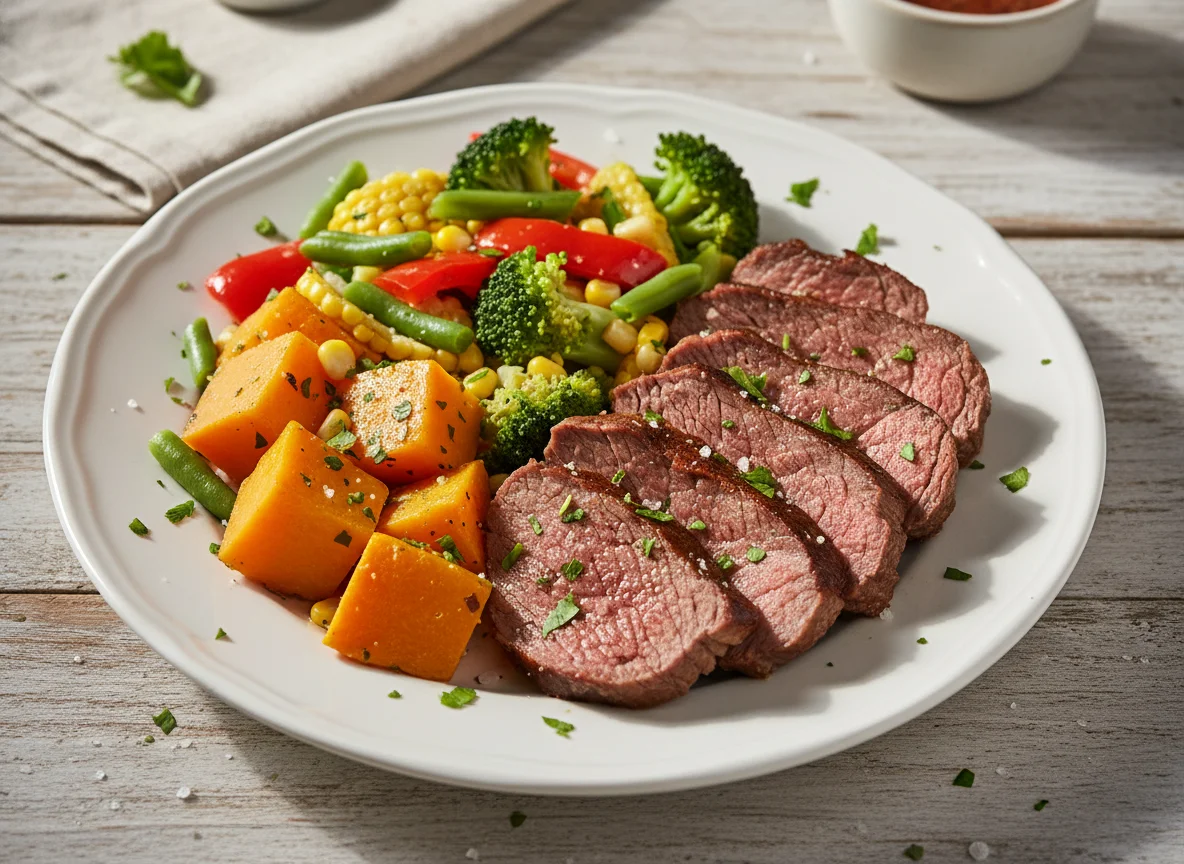 Carne com legumes e abóbora photo
