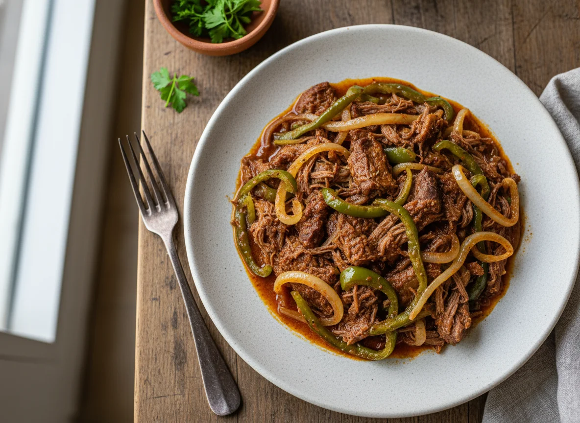 Carne com pimentão e cebola photo