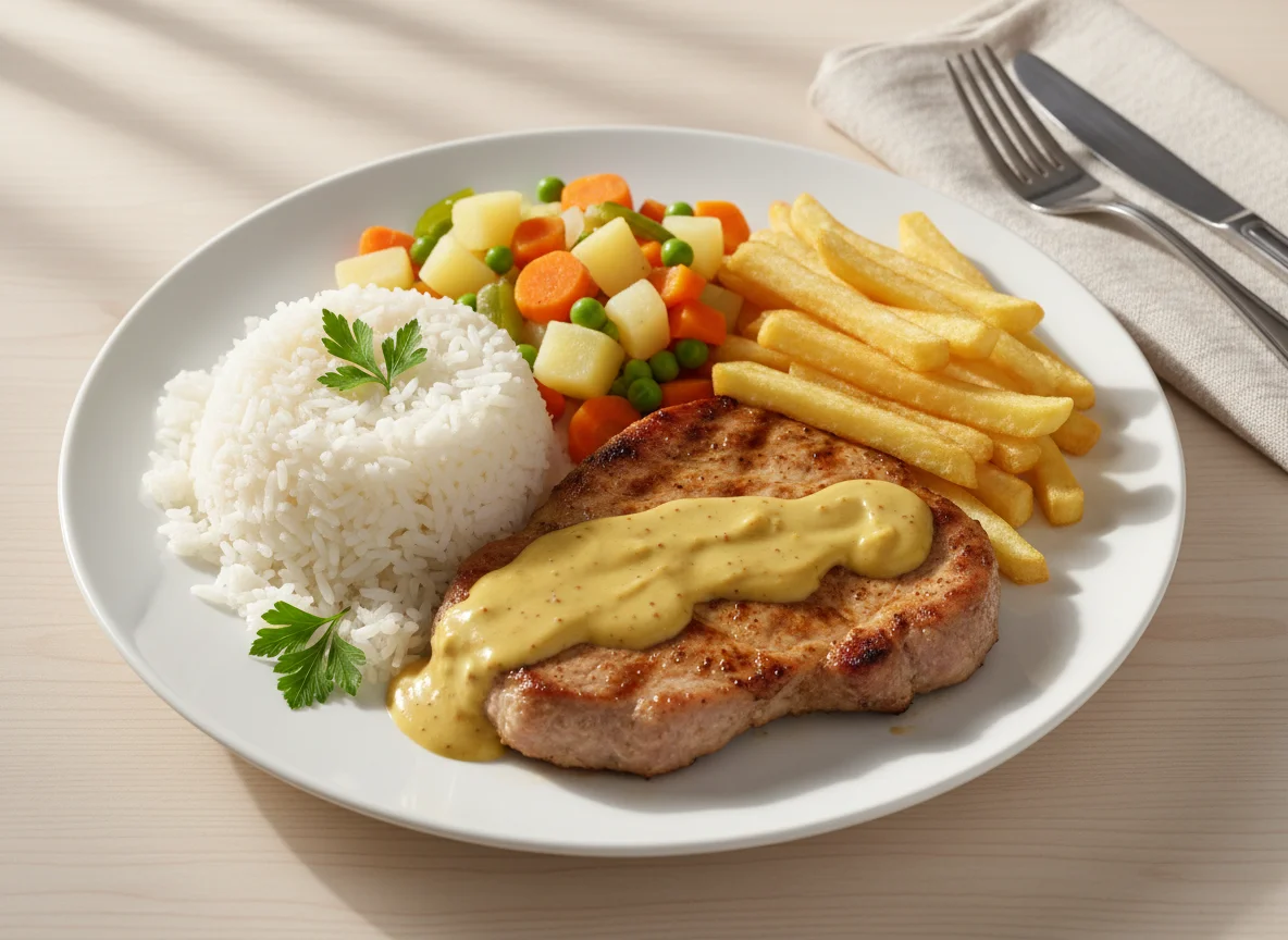 carne d porco e bife com mostarda photo