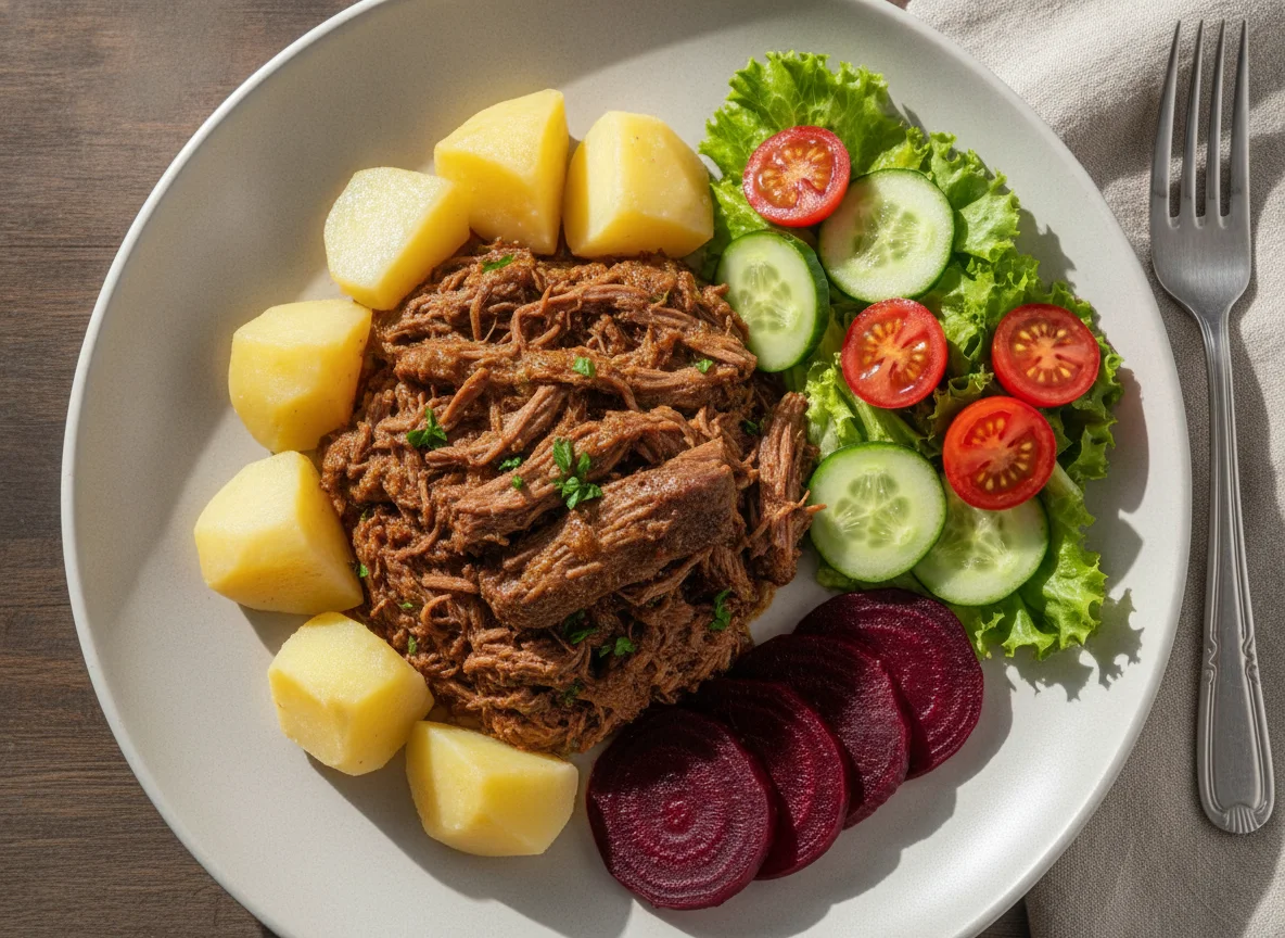 Carne de Panela com Batatas e Salada photo