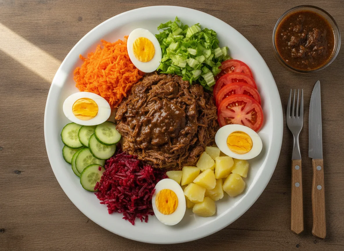 Carne de Panela com Salada e Ovo Cozido photo