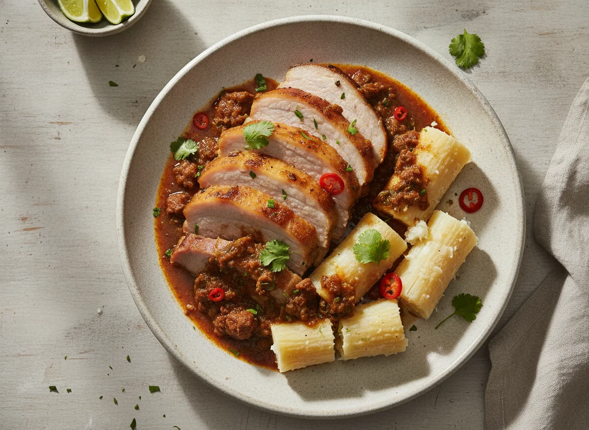 Carne de Porco com Mandioca Cozida photo