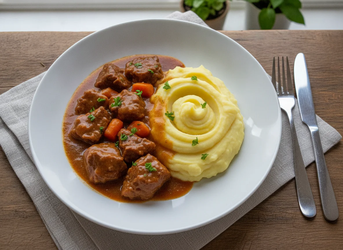 Carne de Vaca Estufada com Puré de Batata photo