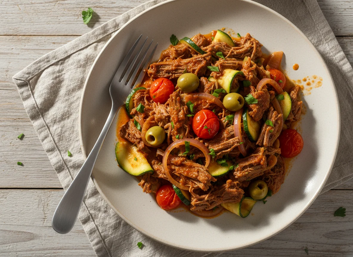 Carne Desfiada com Abobrinha e Legumes photo