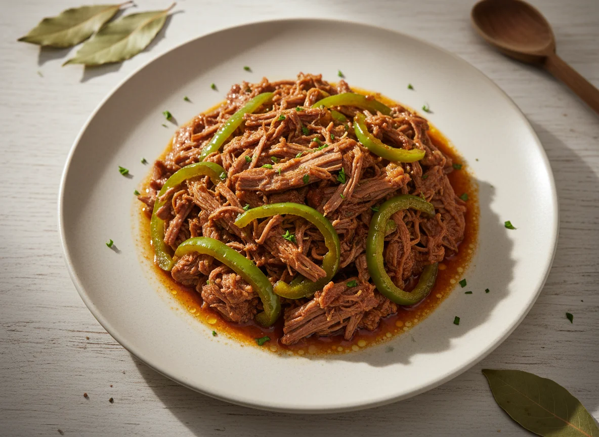 Carne desfiada com pimentão photo
