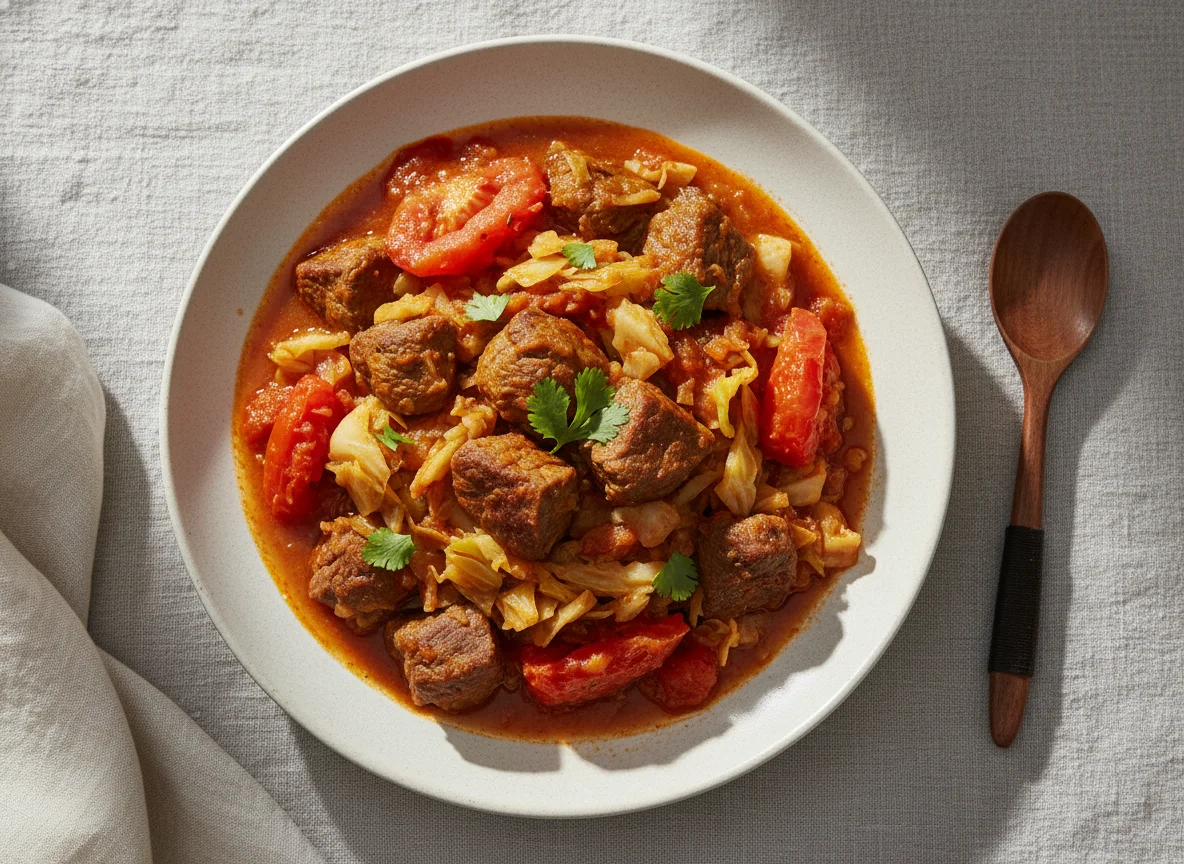 Carne Guisada com Repolho e Tomate photo