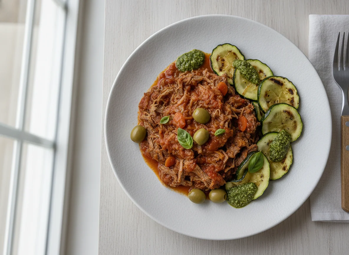 Carne Louca com Abobrinha Grelhada e Pesto photo