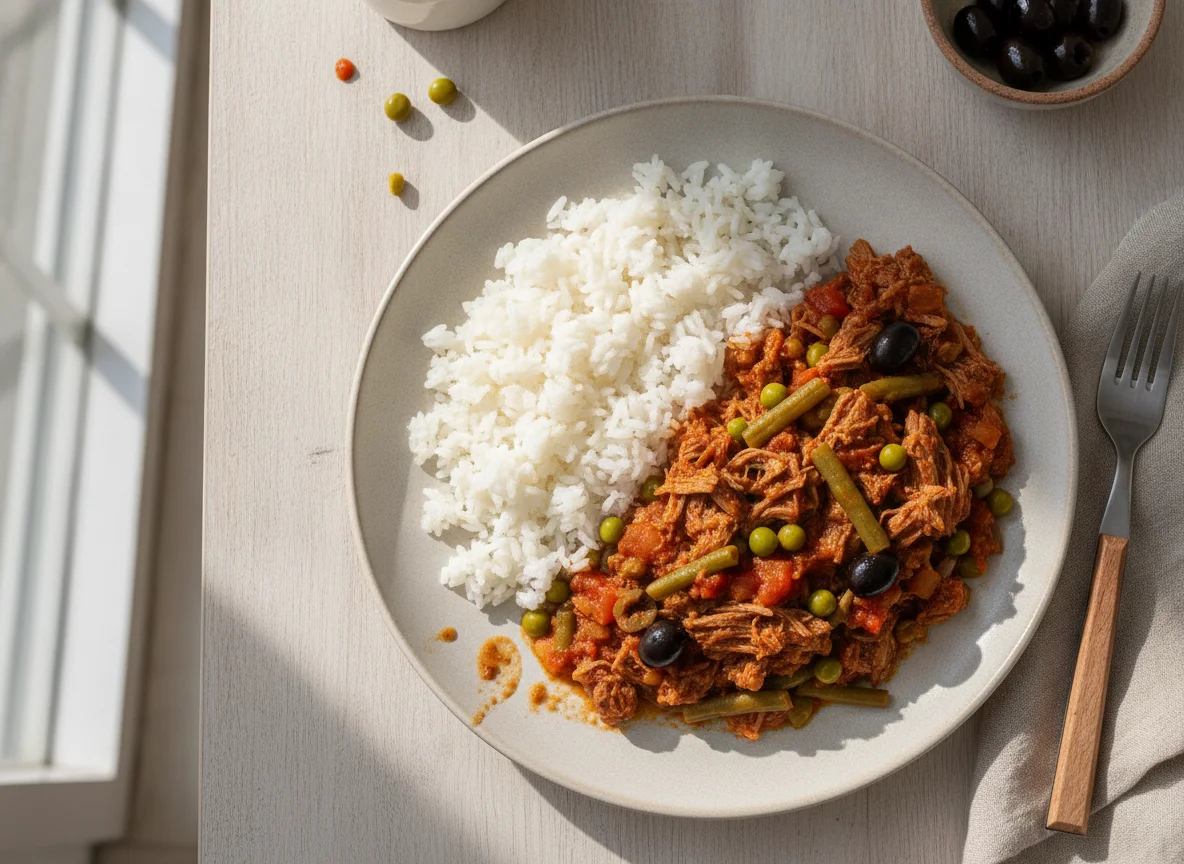 Carne Louca com Arroz e Vagem photo