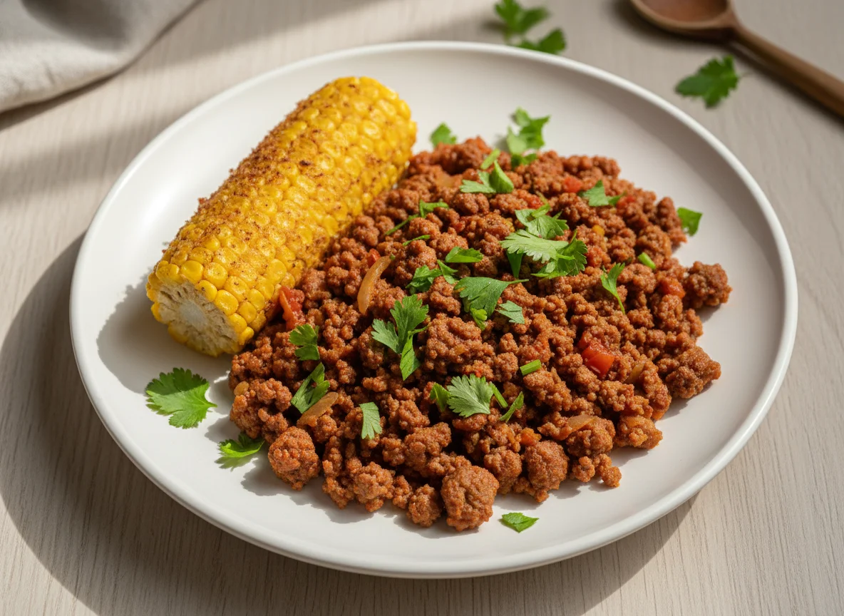 Carne moída com acompanhamento photo