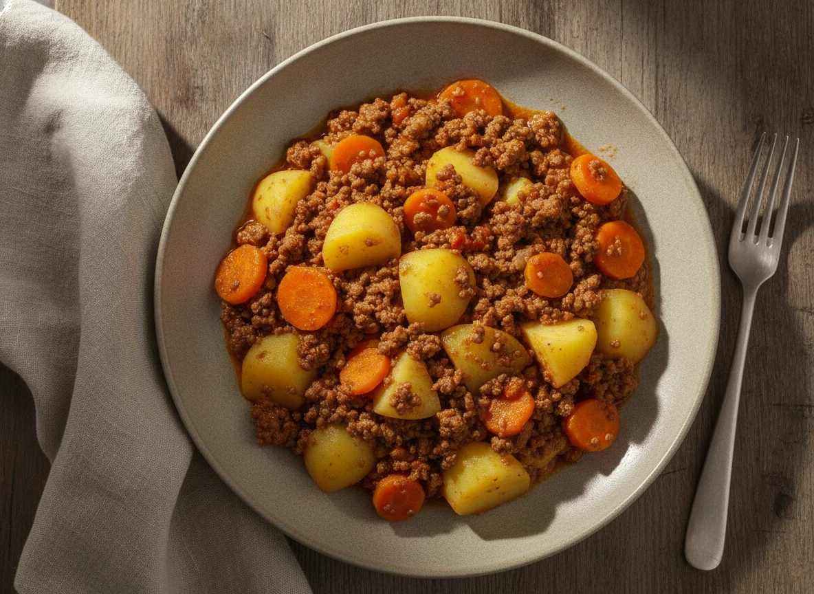 Carne moída com batata e cenoura photo