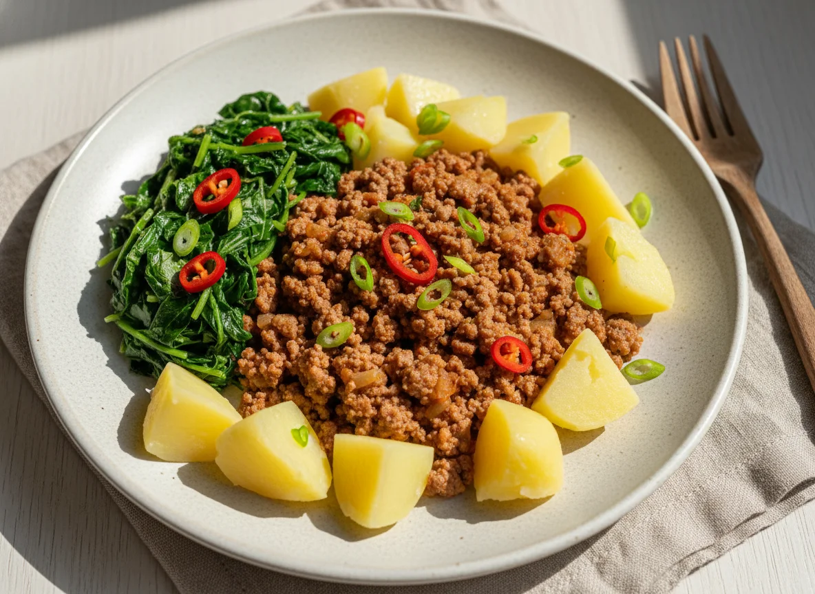 Carne moída com couve e batata photo