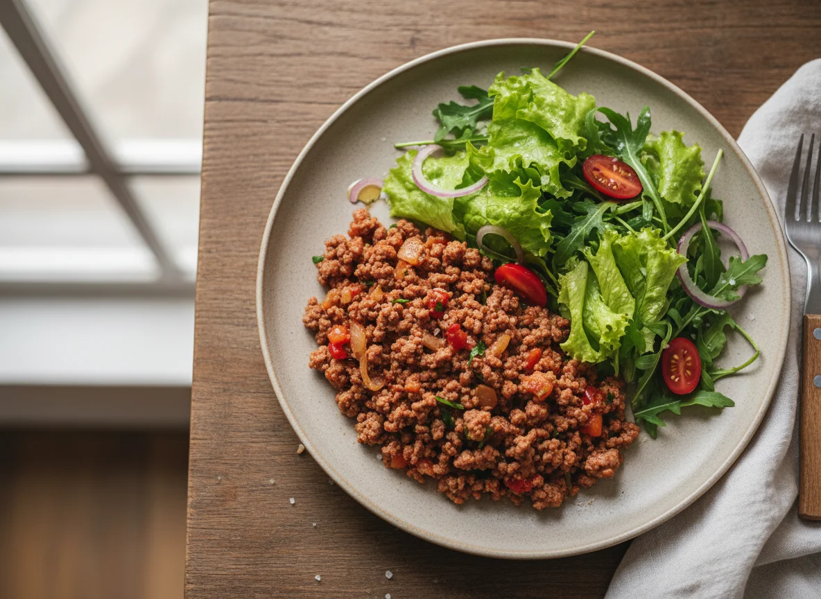 Carne moída com salada photo
