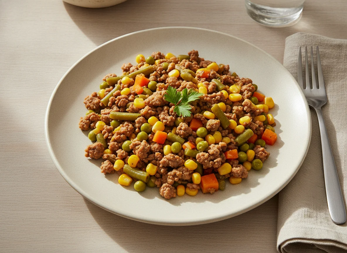 Carne moída com seleta de legumes photo