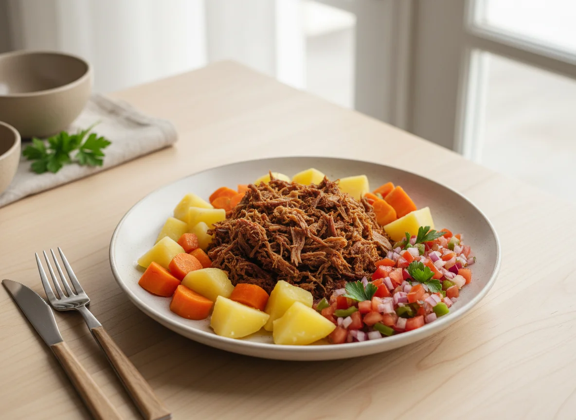 Carne seca com legumes e vinagrete photo