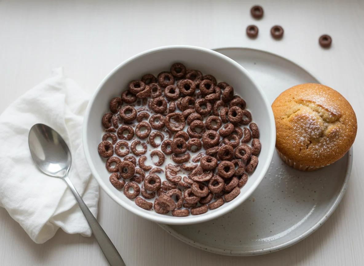 Cereais com Leite e Muffin photo