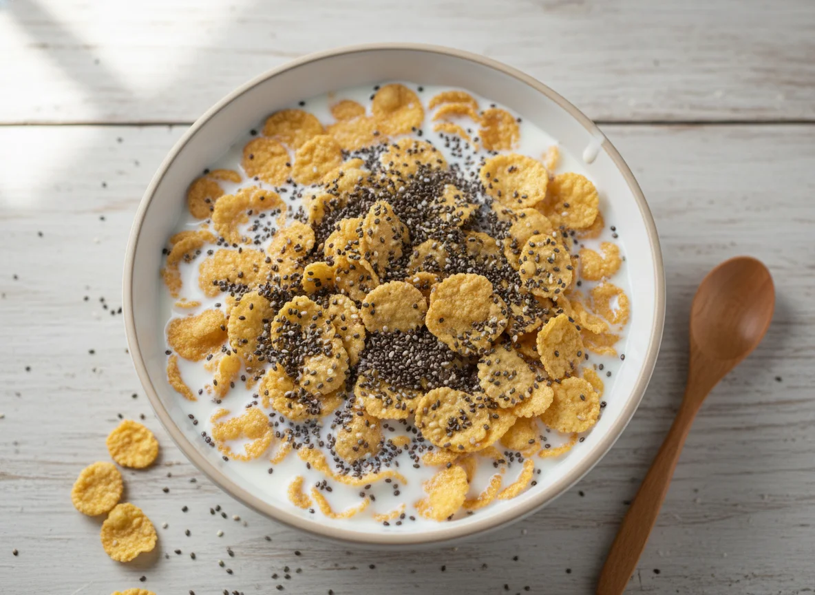 Cereal com leite e chia photo