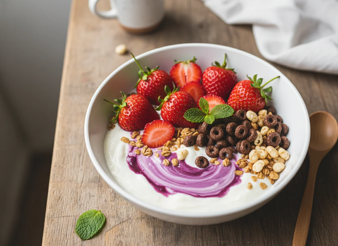 Cereal com Morango e Iogurte photo