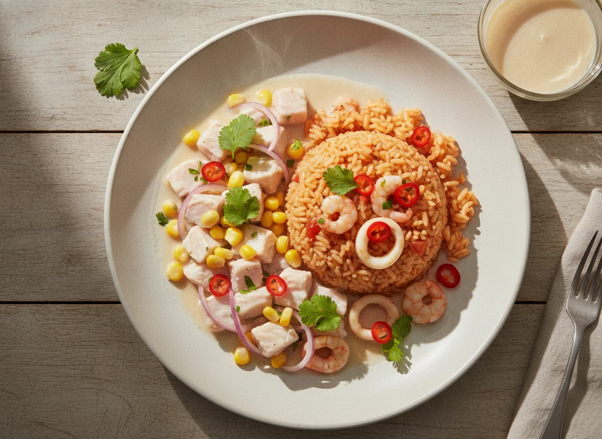 Ceviche com Arroz de Frutos do Mar photo