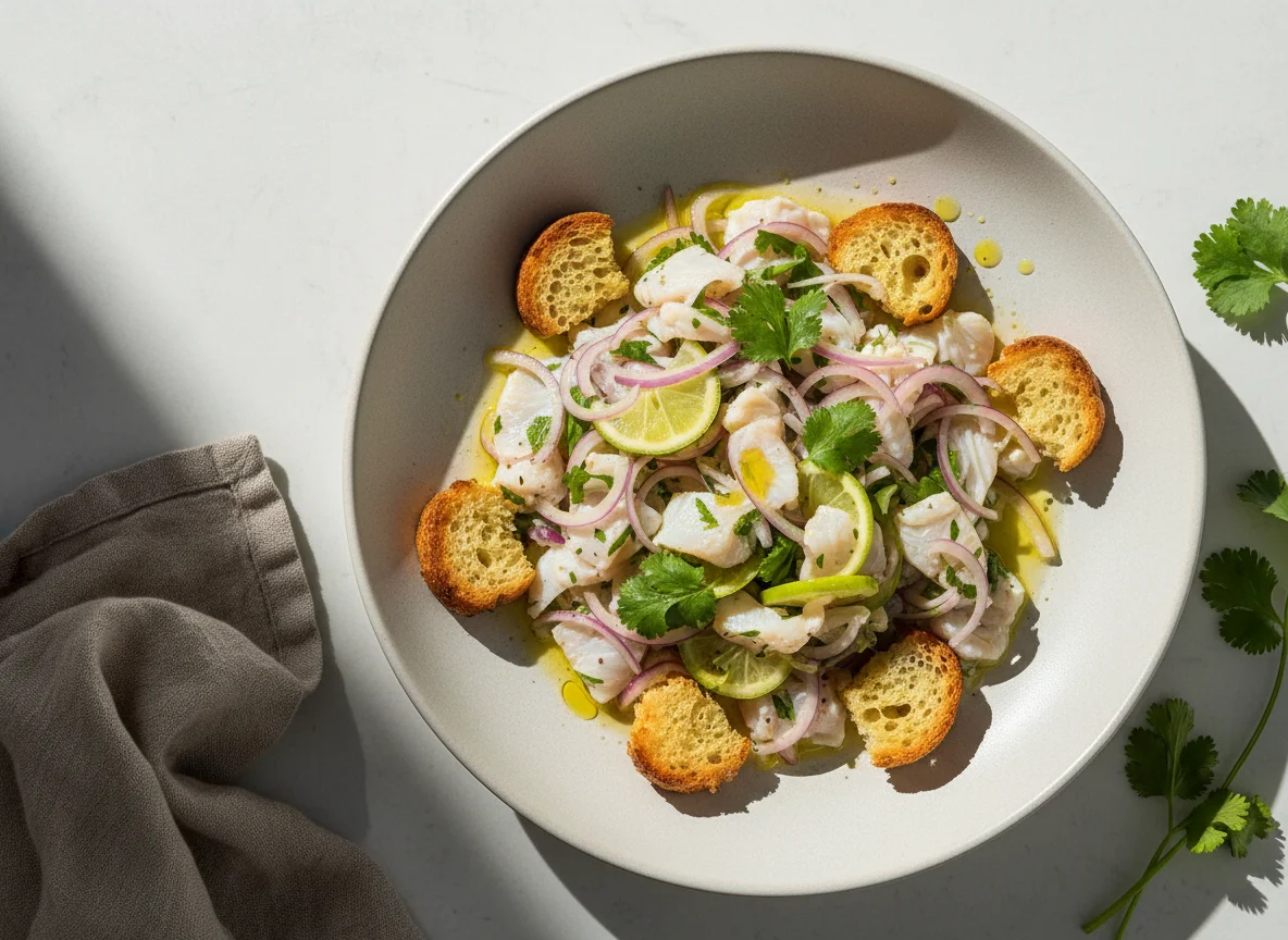 Ceviche com torradas photo