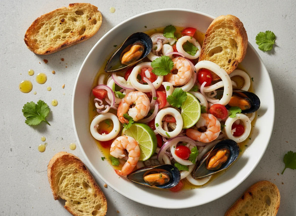 Ceviche de Frutos do Mar com Torradas photo