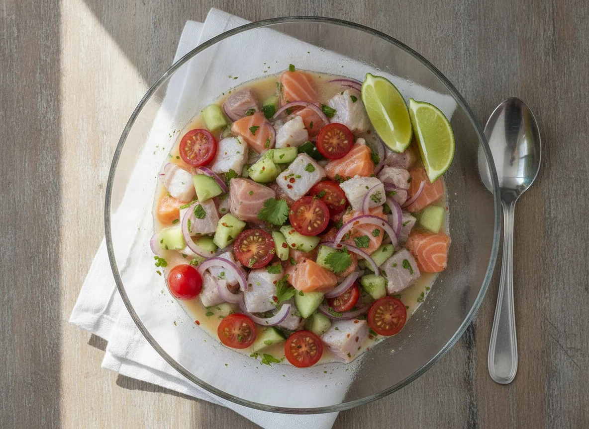 Ceviche de Salmão e Peixe Branco photo