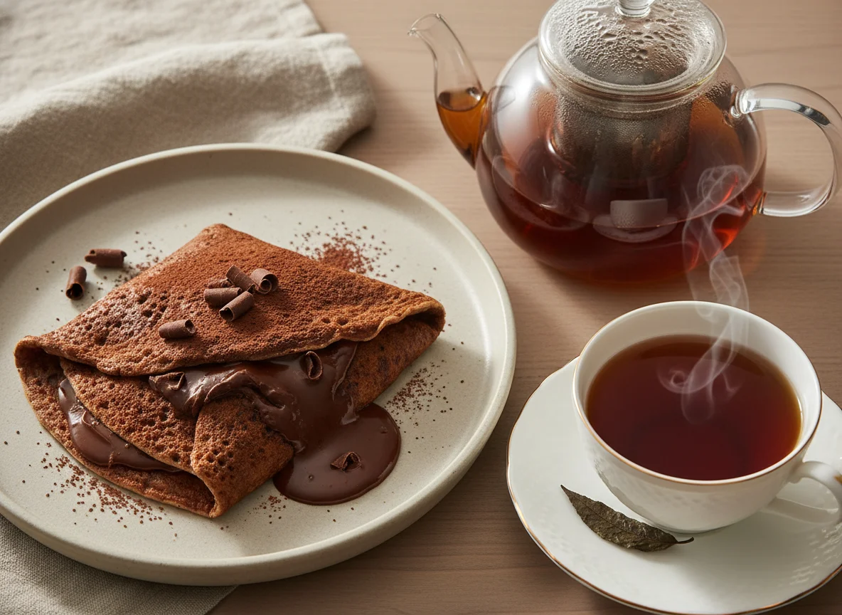 Chá e Crepe de Chocolate photo