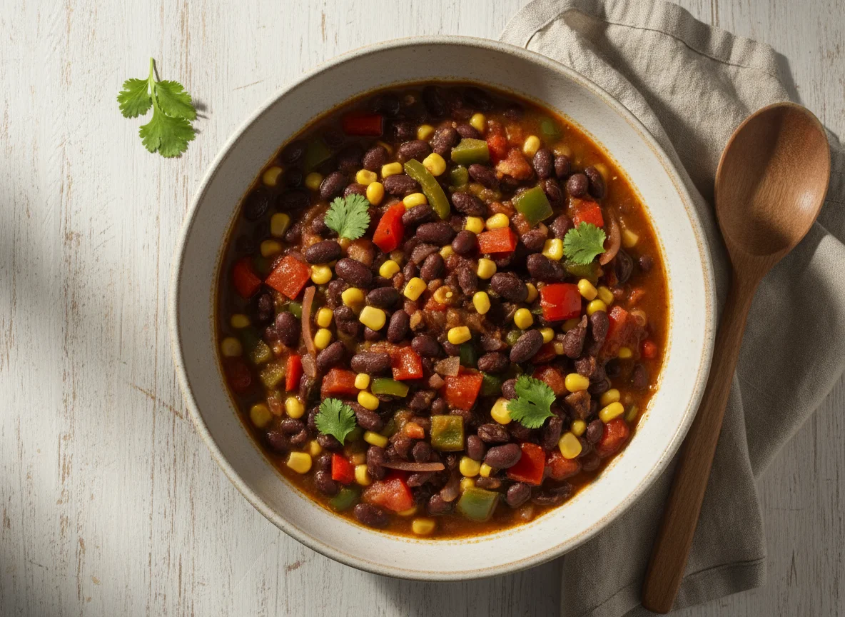 Chili de feijão e vegetais photo