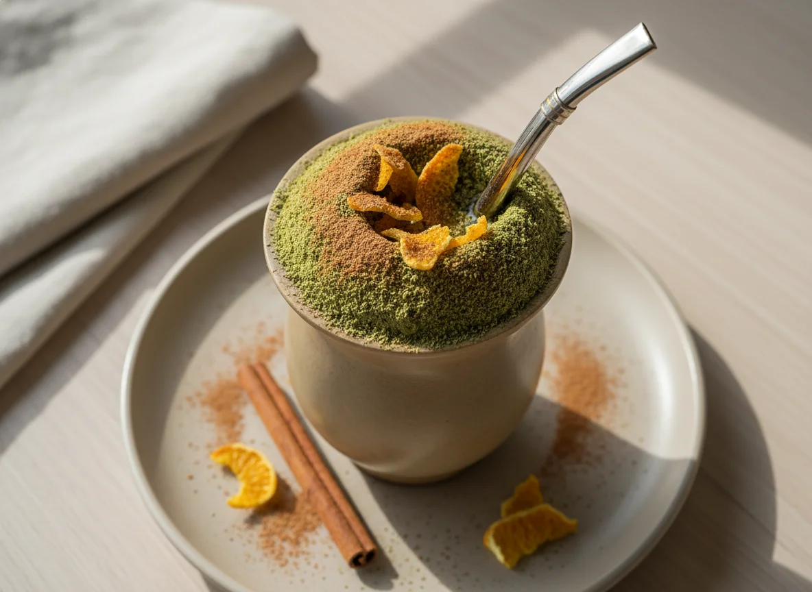 Chimarrão com canela e casca de laranja photo