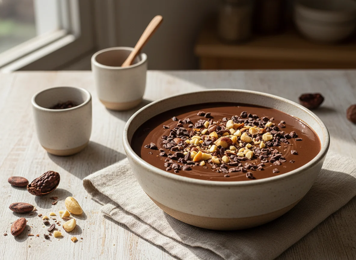 Chocolate Quente com Nibs de Cacau e Castanhas photo