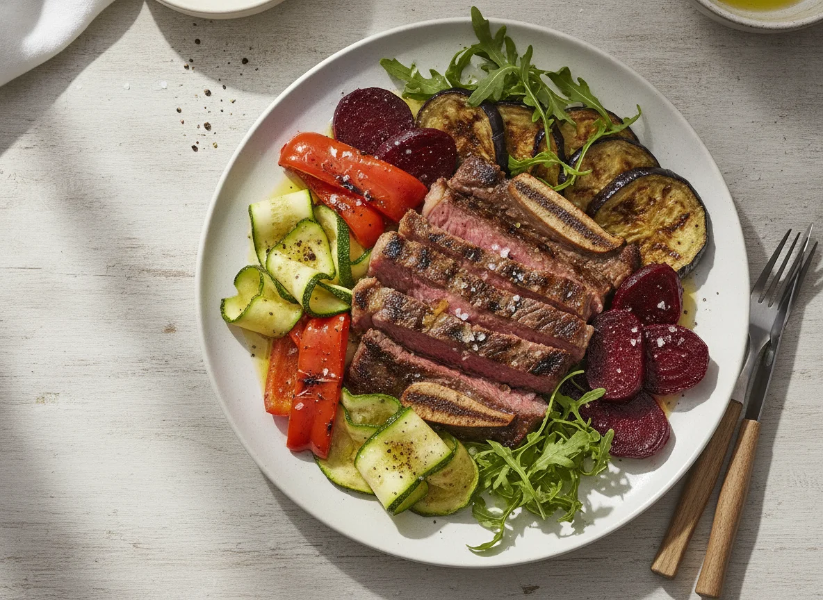 Churrasco com Legumes e Salada photo