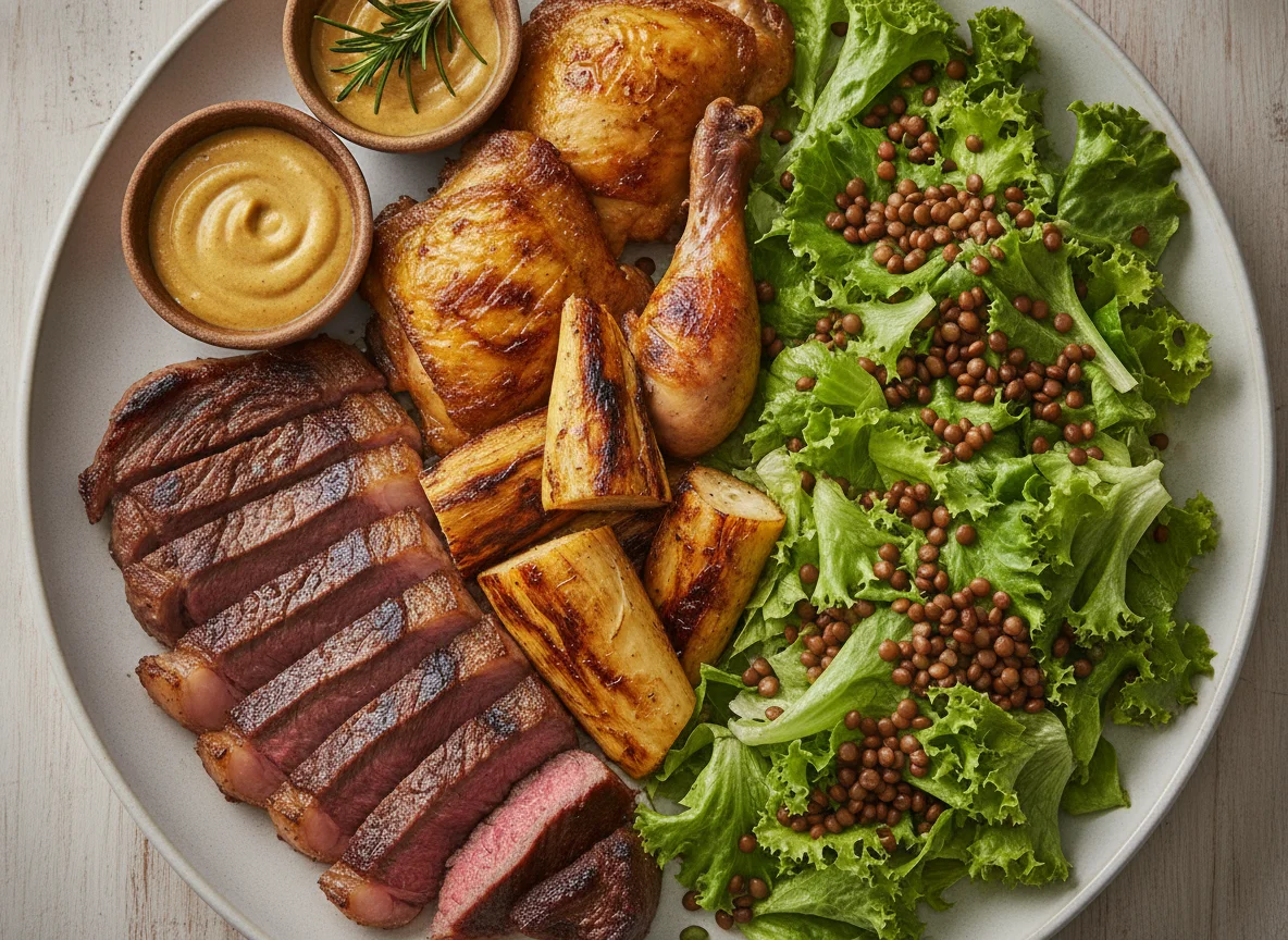 Churrasco com Salada e Palmito photo