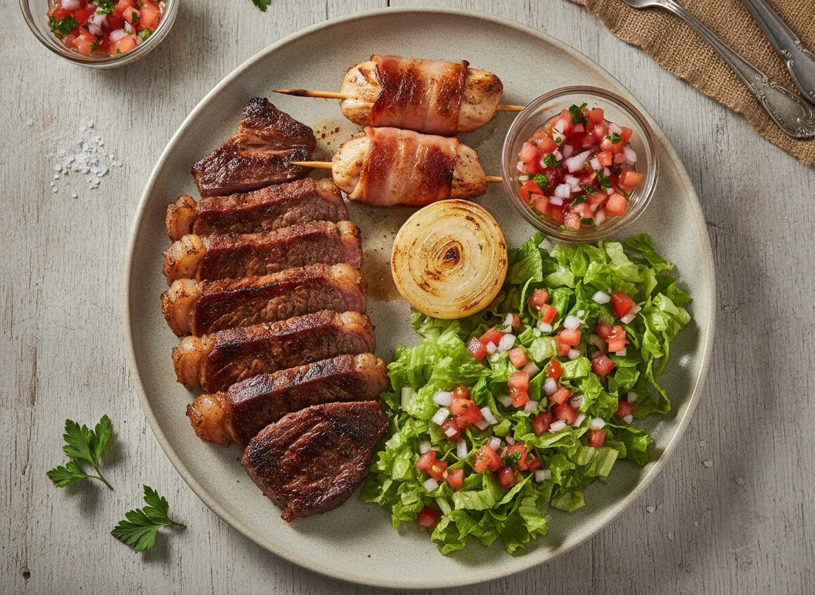 Churrasco com Salada e Vinagrete photo