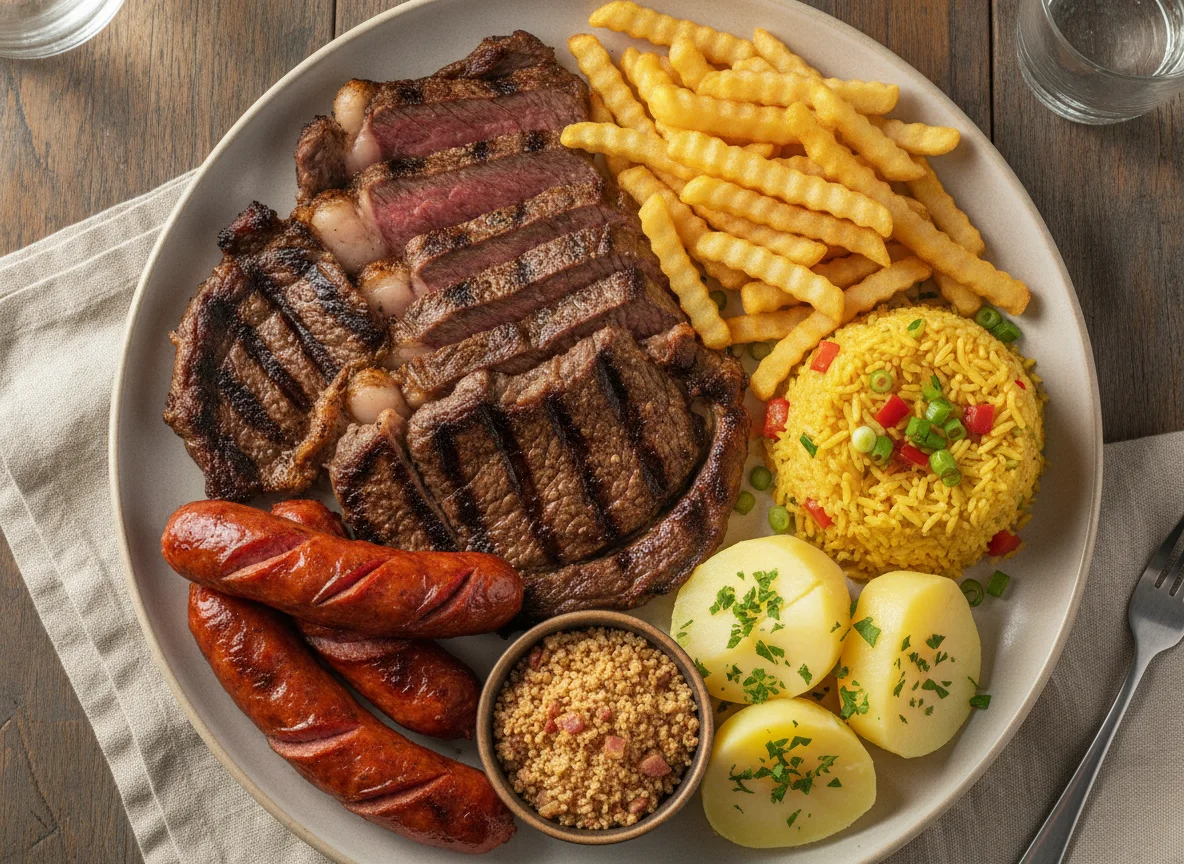 Churrasco misto com acompanhamentos photo