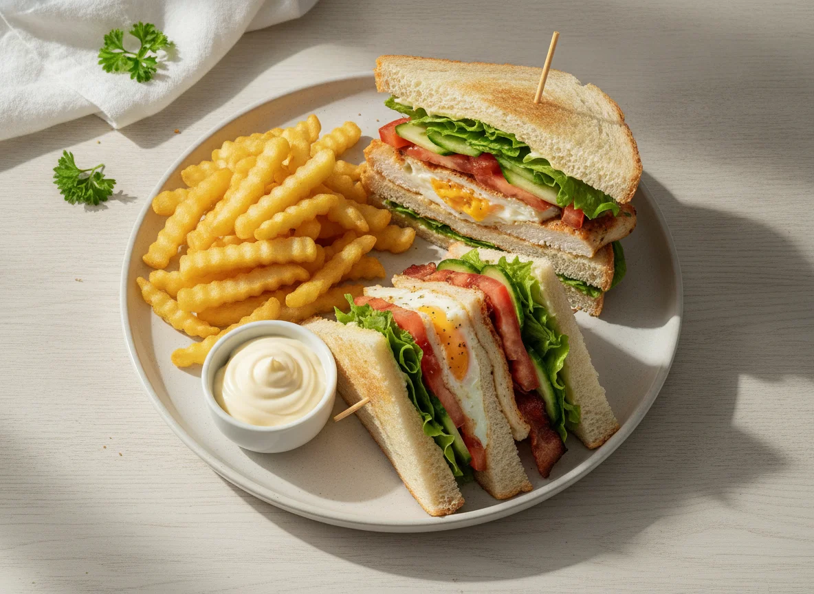 Club Sandwich com Batatas Fritas photo