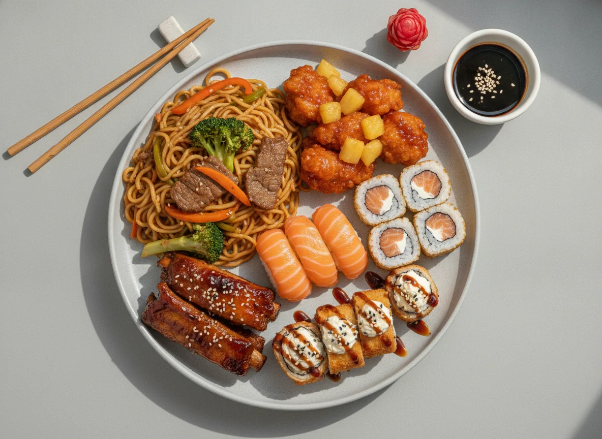 Combinado de Comida Asiática e Yakisoba photo