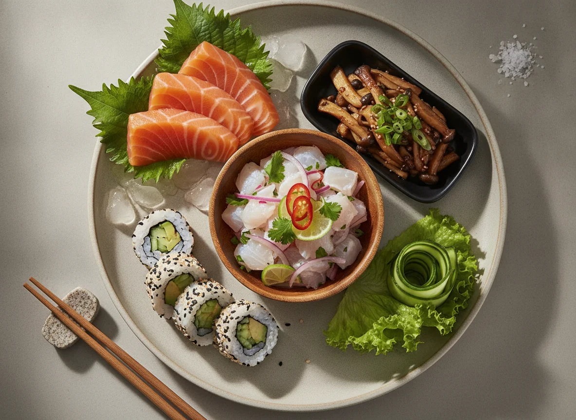 Combinado de Comida Japonesa photo