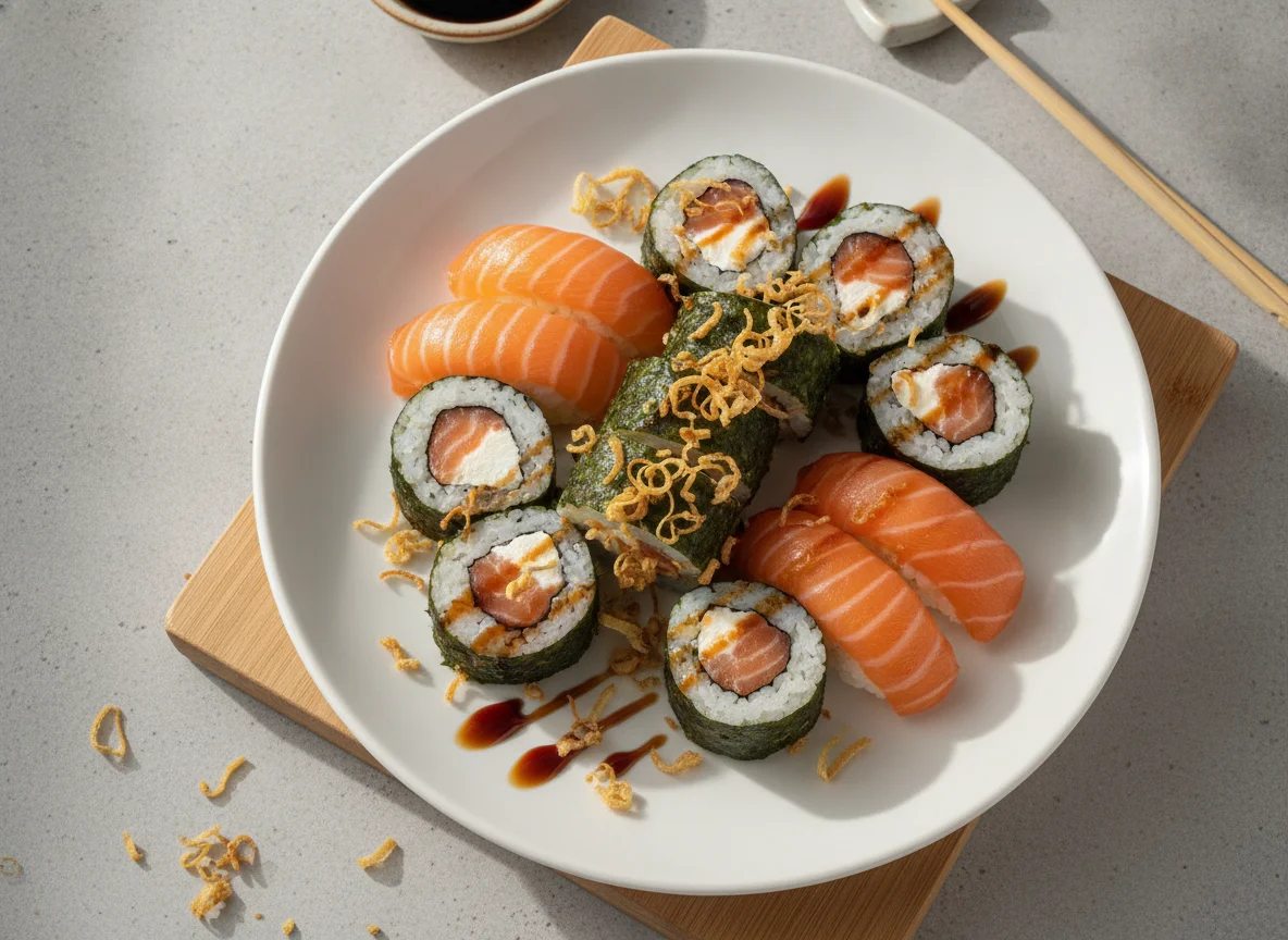 Combinado de Sushi com Alho-Poró e Salmão photo