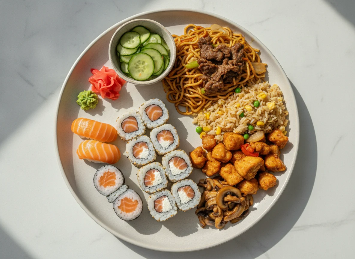 Combinado de Sushi e Comida Chinesa photo