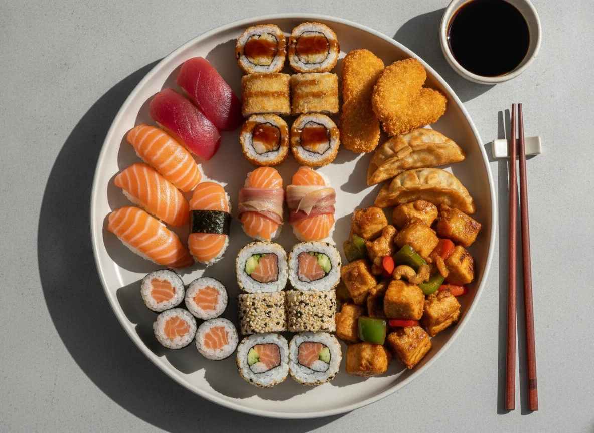 Combinado de Sushi e Pratos Quentes Orientais photo