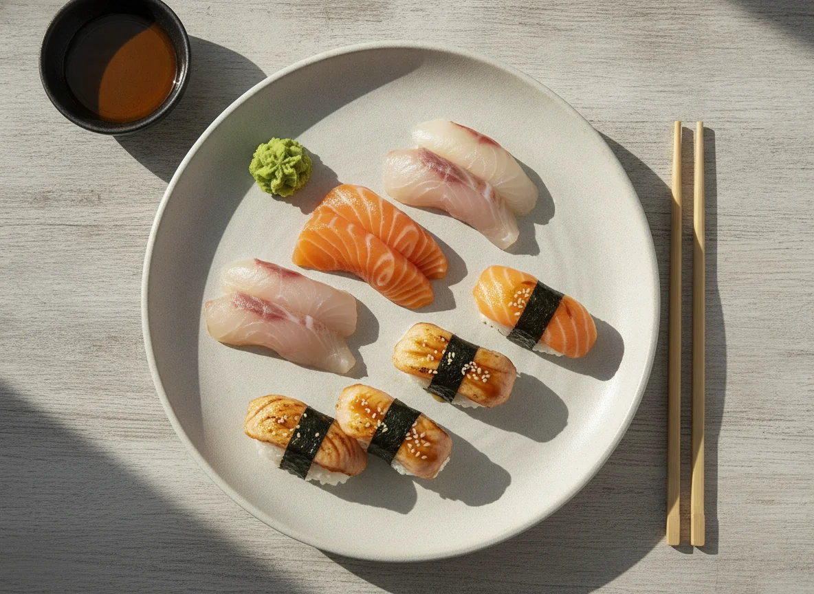 Combinado de Sushi Niguiri e Sashimi photo