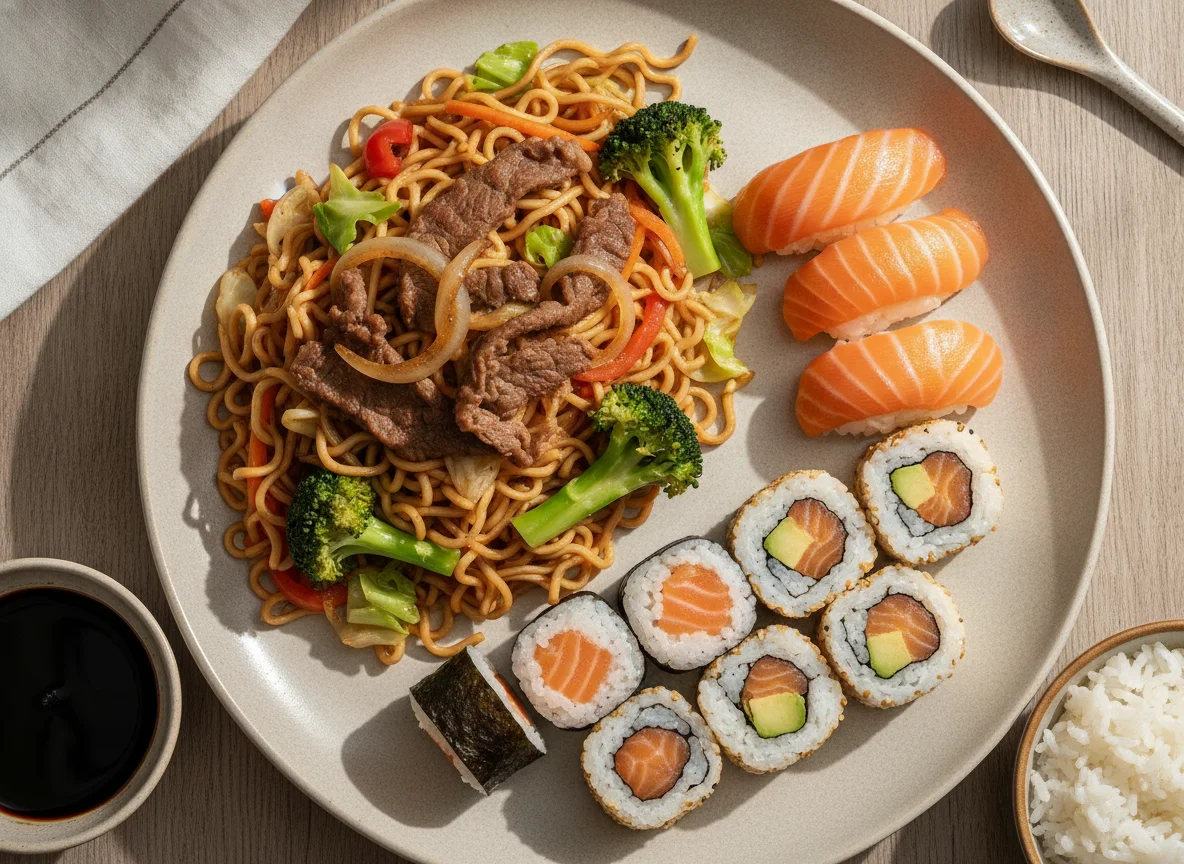 Combinado de Yakisoba e Sushi photo